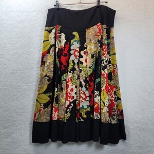Harari Silk Skirt Womens OX Medium Vintage Japanese Abstract Artsy Floral Midi